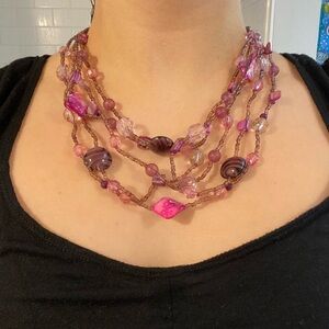 Purple Layered Beaded Necklace